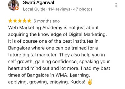 Web Marketing Academy Rated as The Best Digital Marketing Training Institute in India